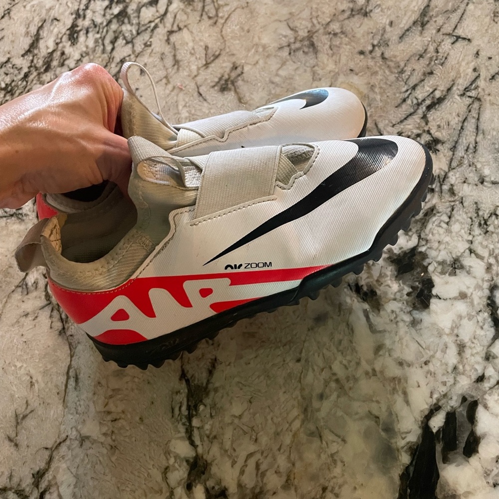 Nike Air Zoom White and Black Cleats with Red Detail